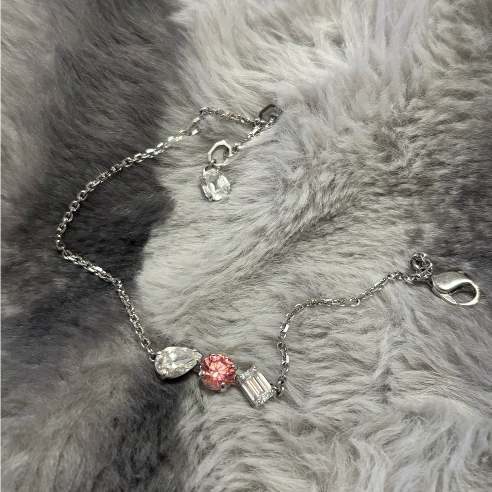 Swarovski Silver Bracelet with Pink and Clear Crystals